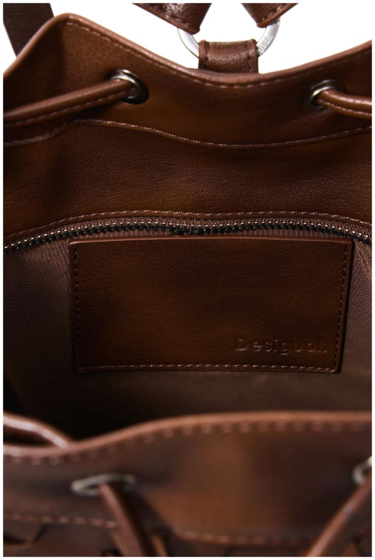 Taschenrucksack Harlan Desigual Flechtdesign Tunnelzug Argon braun