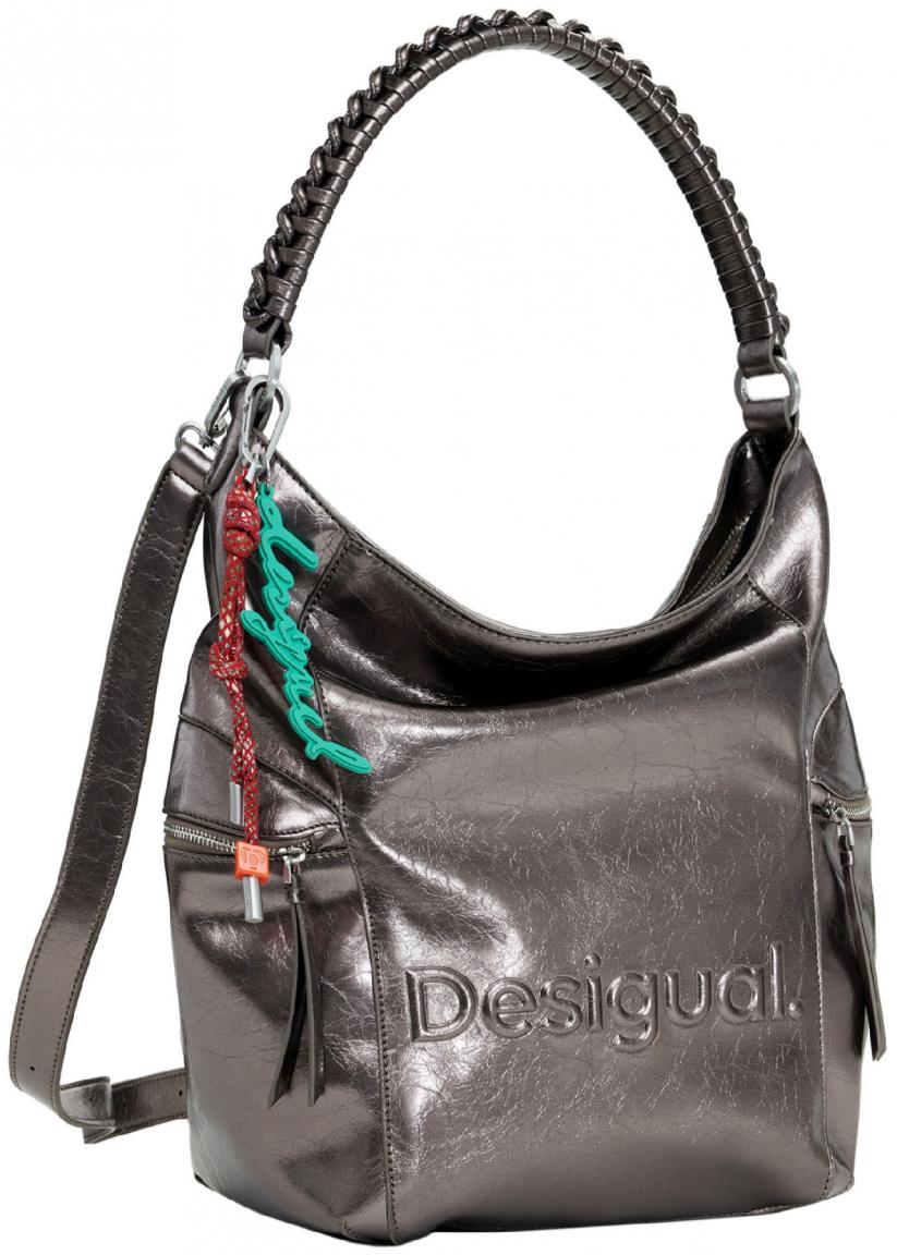 Taschenrucksack Silver Metallic Desigual Arica schimmernd Tragegriff