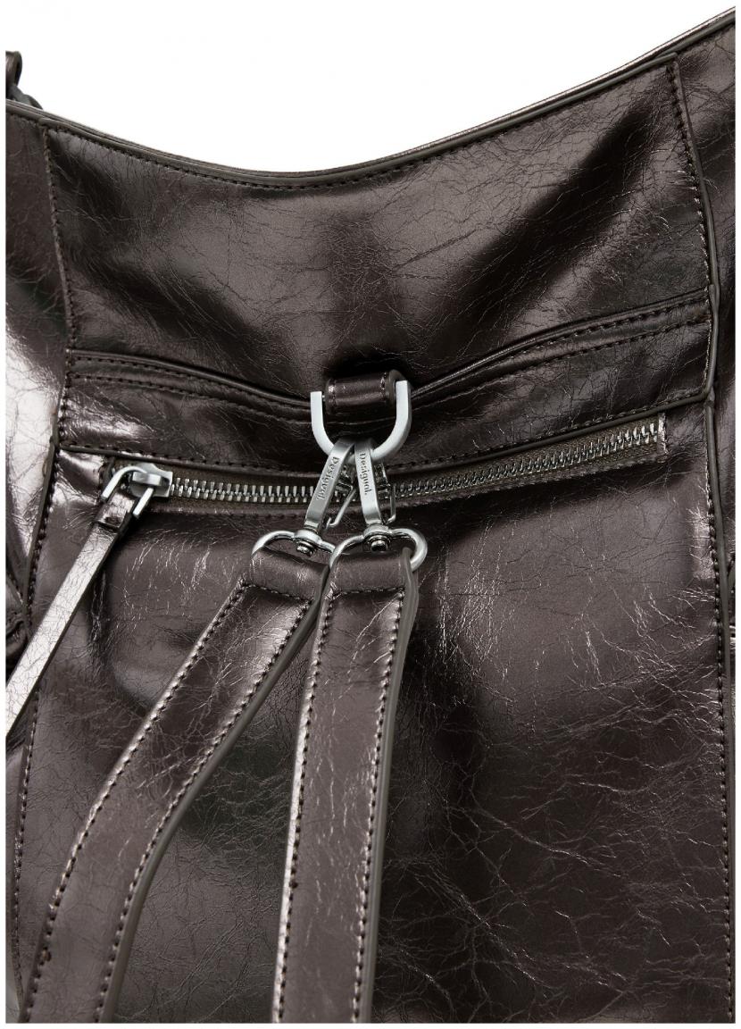 Taschenrucksack Silver Metallic Desigual Arica schimmernd Tragegriff