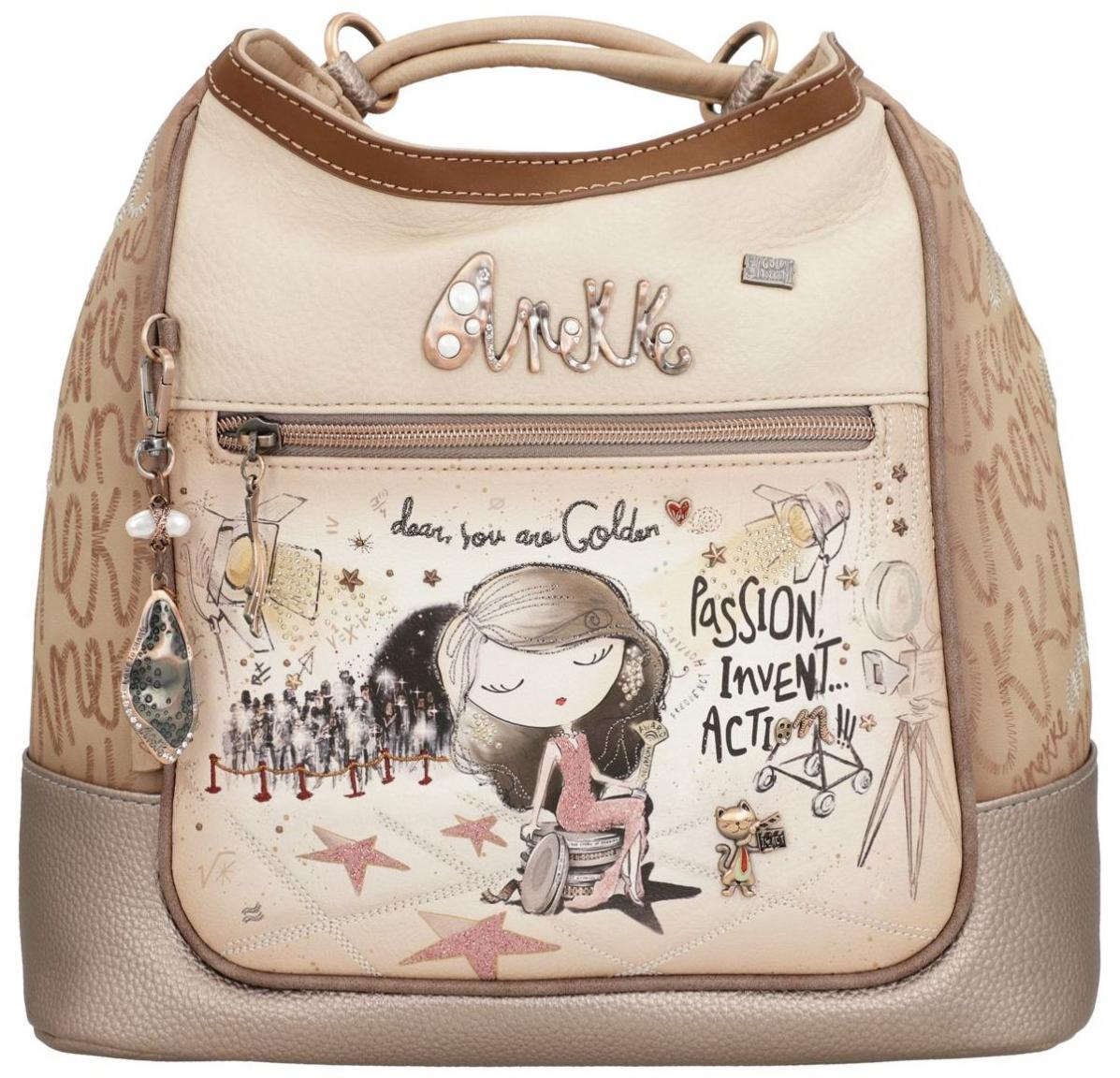 Taschenrucksack beige Glitzer Anekke Hollywood