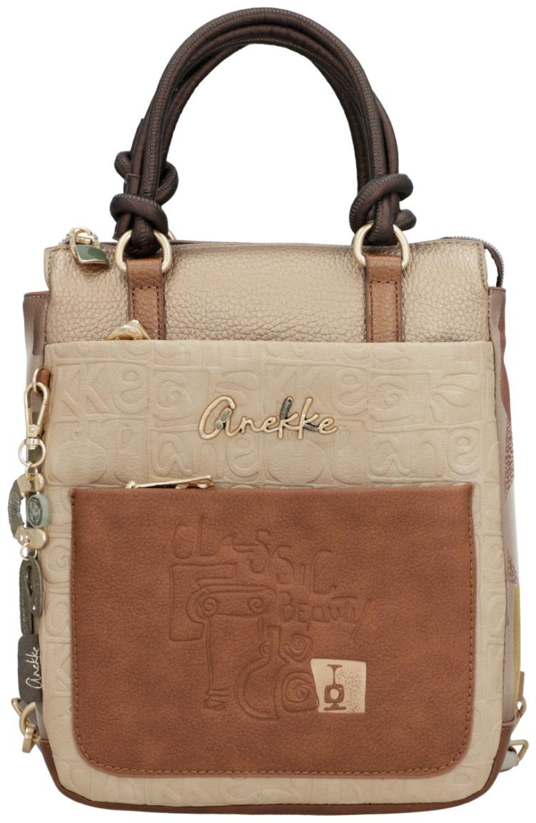 Taschenrucksack beige braun Prägung Anekke Muse Amphora