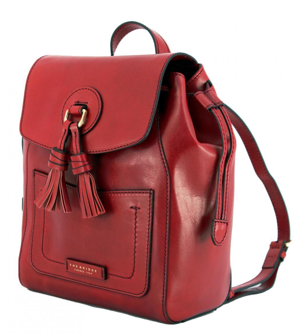 The Bridge Leder Rucksack Quasten Johannisbeere rot