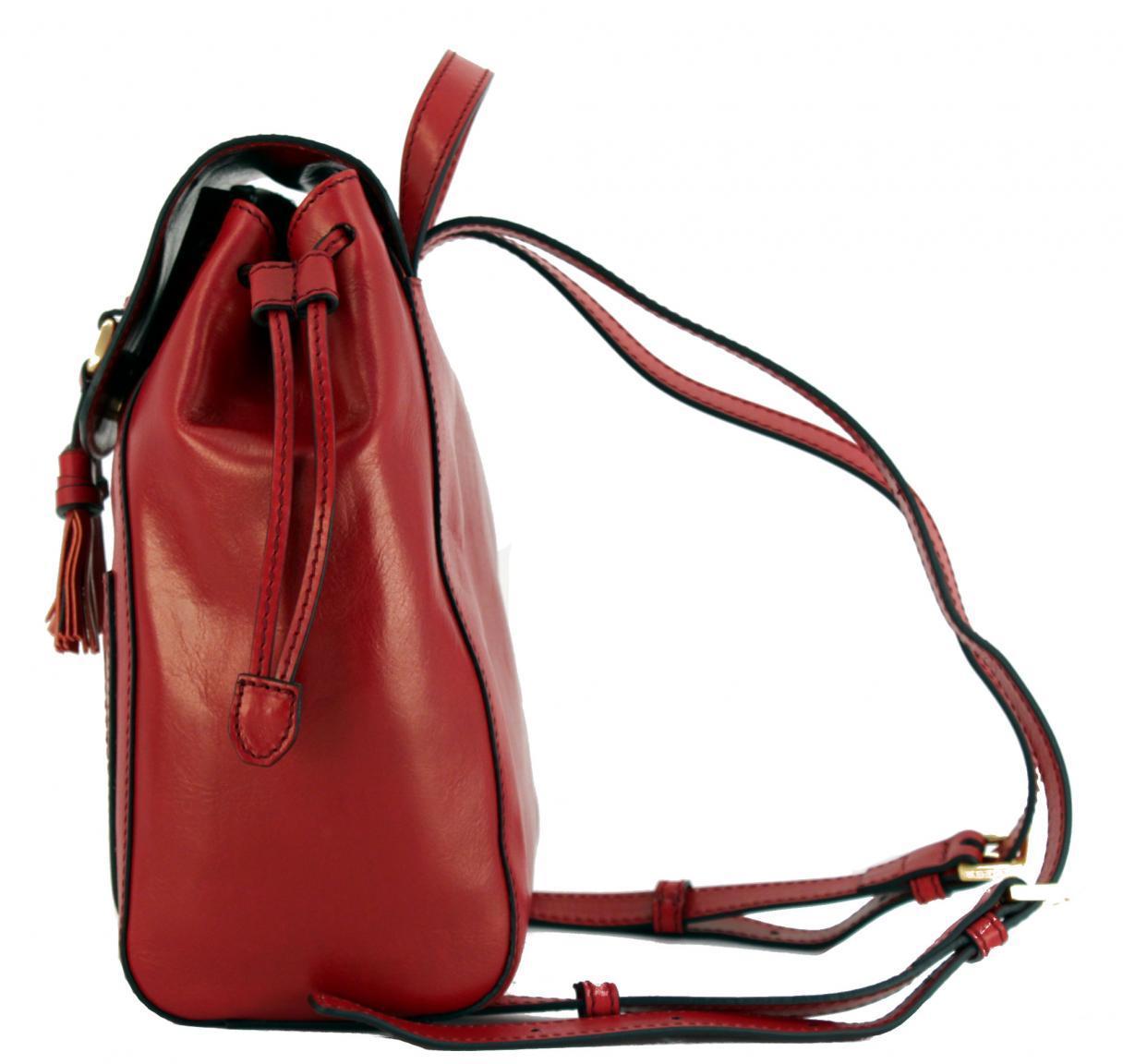 The Bridge Leder Rucksack Quasten Johannisbeere rot