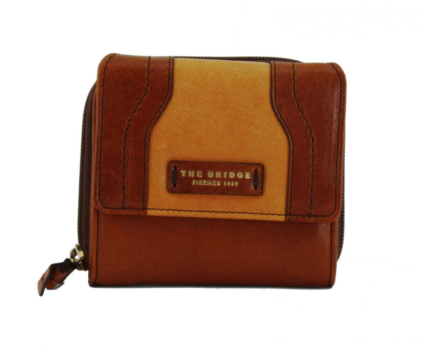 The Bridge Pienza Damenbörse cognac bicolor braun gelb Leder
