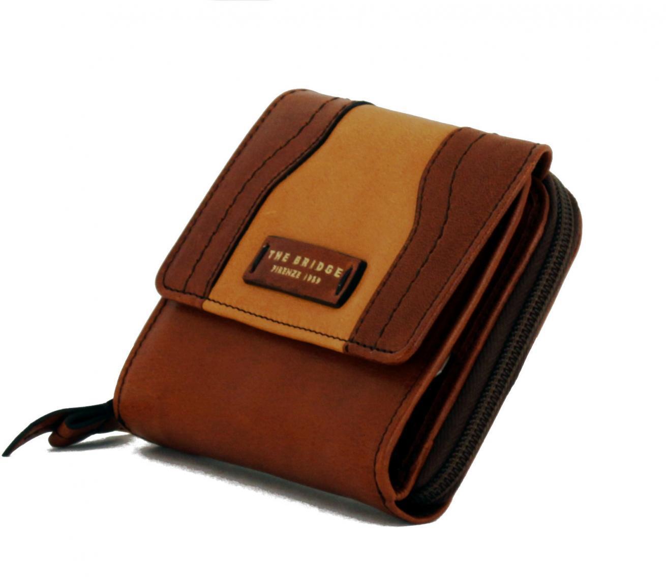 The Bridge Pienza Damenbörse cognac bicolor braun gelb Leder
