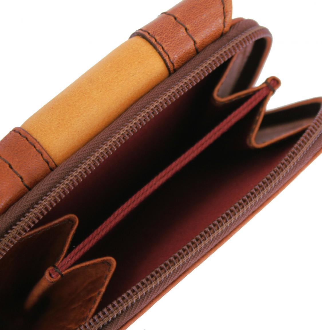 The Bridge Pienza Damenbörse cognac bicolor braun gelb Leder
