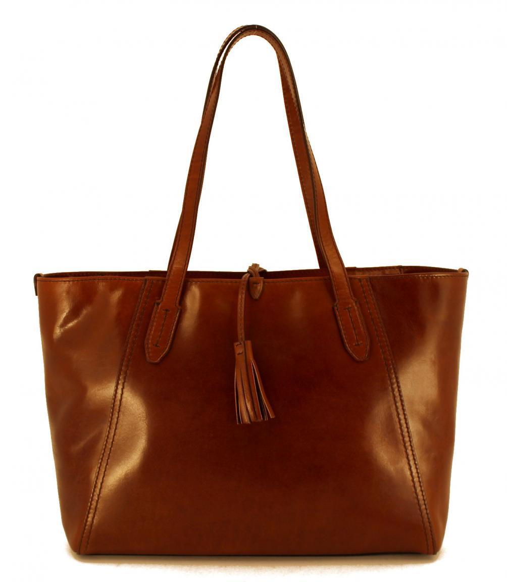 The Bridge Shopper Ledertasche Braun Cognac Fransen