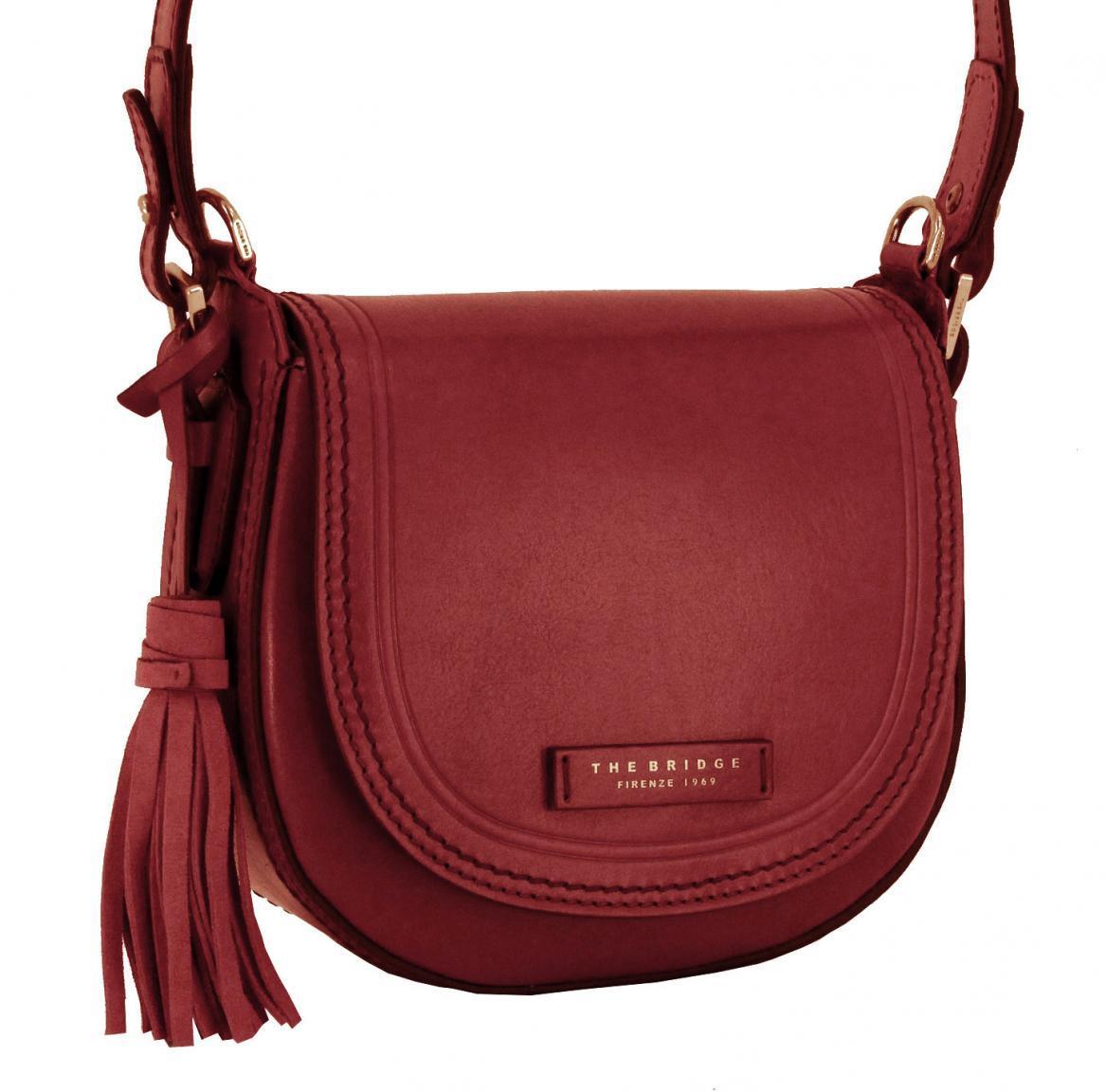 The Bridge Überschlagtasche Fransenanhänger Leder rot