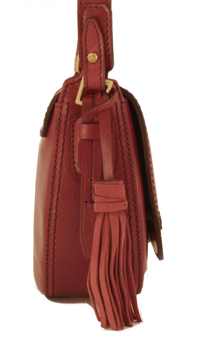 The Bridge Überschlagtasche Fransenanhänger Leder rot