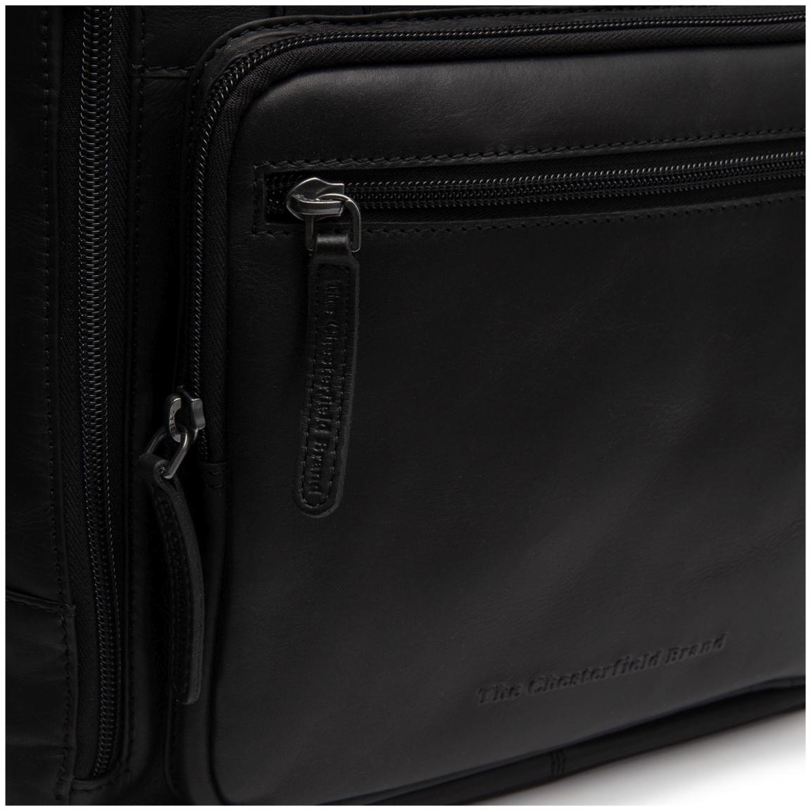The Chesterfield Brand schwarzer Lederrucksack mit Laptopfach Calden Black