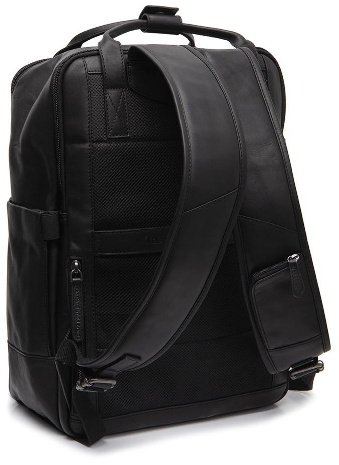 The Chesterfield Brand schwarzer Lederrucksack mit Laptopfach Calden Black