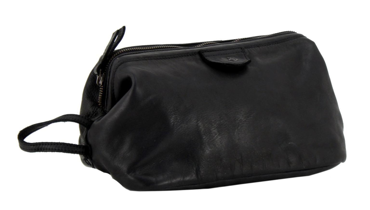 Toilettetasche Harbour 2nd Kit Ash schwarz Leder Vintage