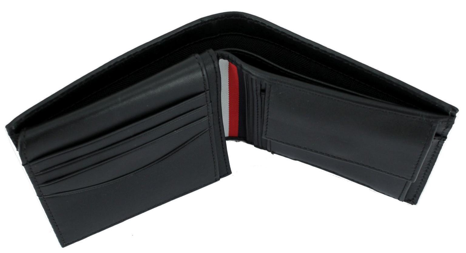 Tommy Hilfiger Business Lederbörse Herrn mit Saffiano Finish CC Flap and Coin Black
