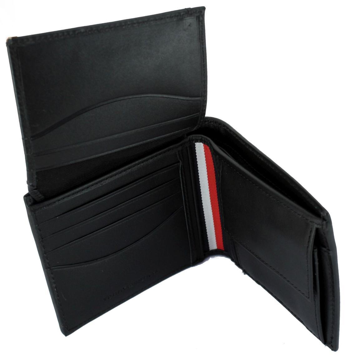 Tommy Hilfiger Business Lederbörse Herrn mit Saffiano Finish CC Flap and Coin Black