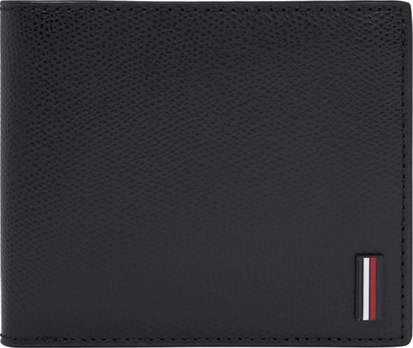 Tommy Hilfiger Business Lederbörse Herrn mit Saffiano Finish CC Flap and Coin Black