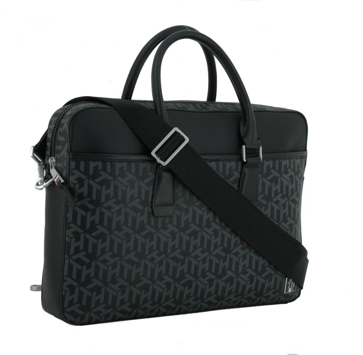Tommy Hilfiger Coated Canvas Slim Aktentasche Black Monogram