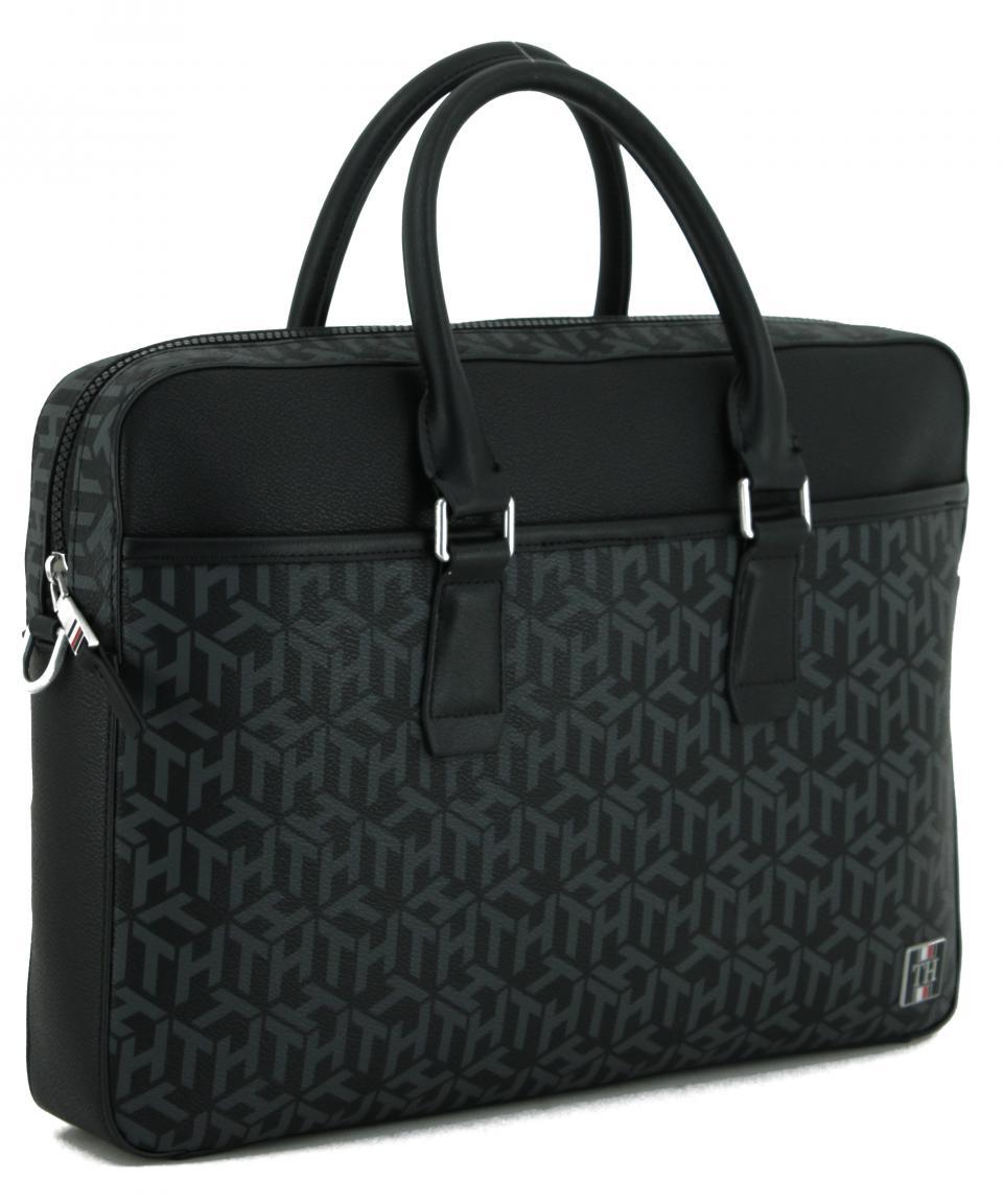 Tommy Hilfiger Coated Canvas Slim Aktentasche Black Monogram