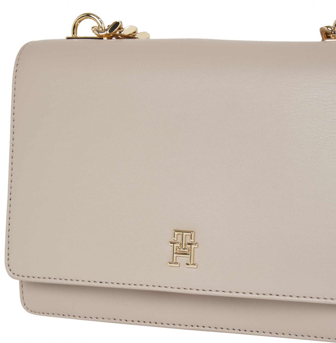 Tommy Hilfiger Flap Bag Kette White Clay Refined TH
