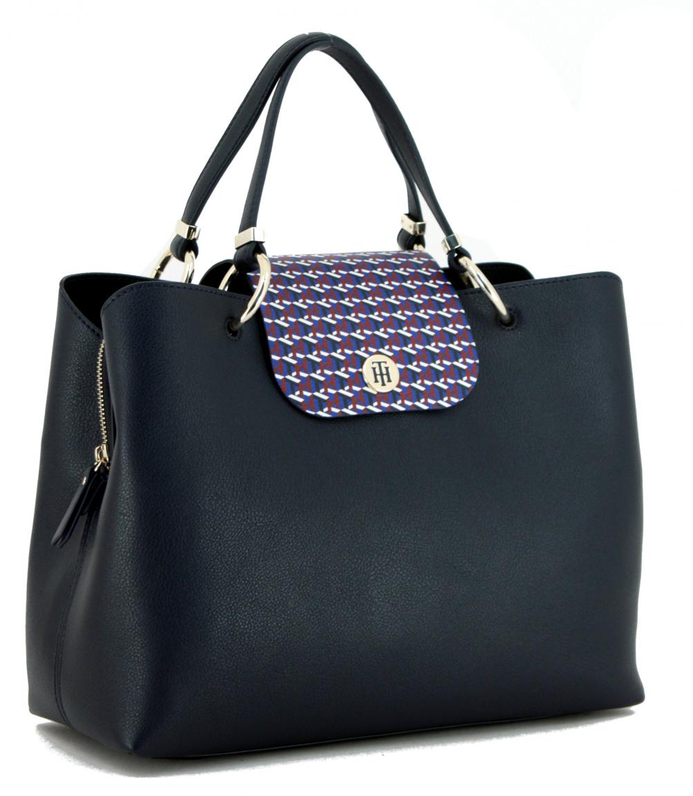Tommy Hilfiger Handtasche dunkelblau Monogram Satchel Navy