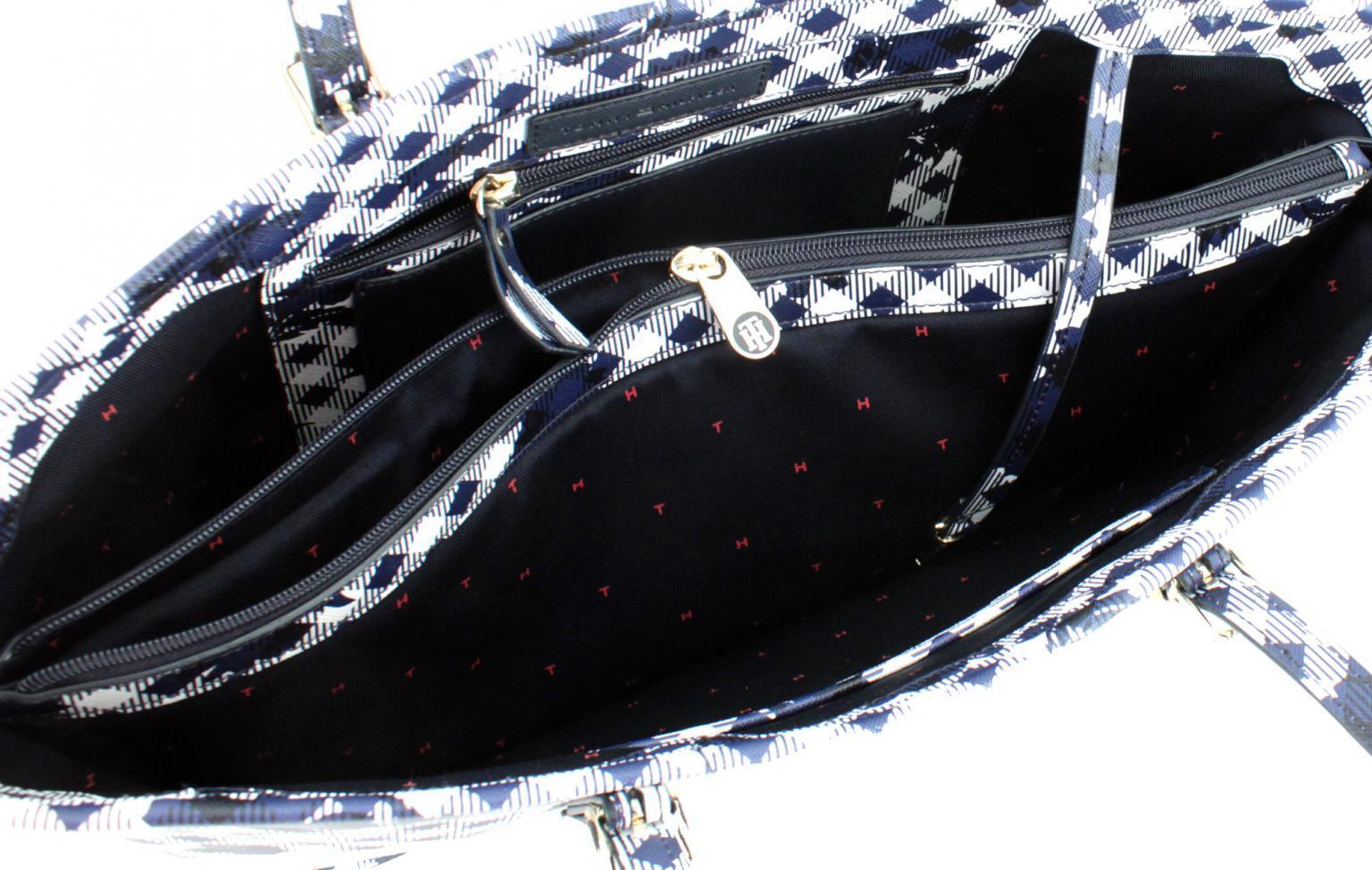 Tommy Hilfiger Honey Tote Bag Gingham weiß blau Blumen Karo