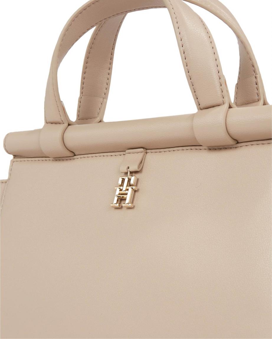 Tommy Hilfiger Kurzgrifftasche Mini TH Feminine Small Tote merino beige Umhängegurt