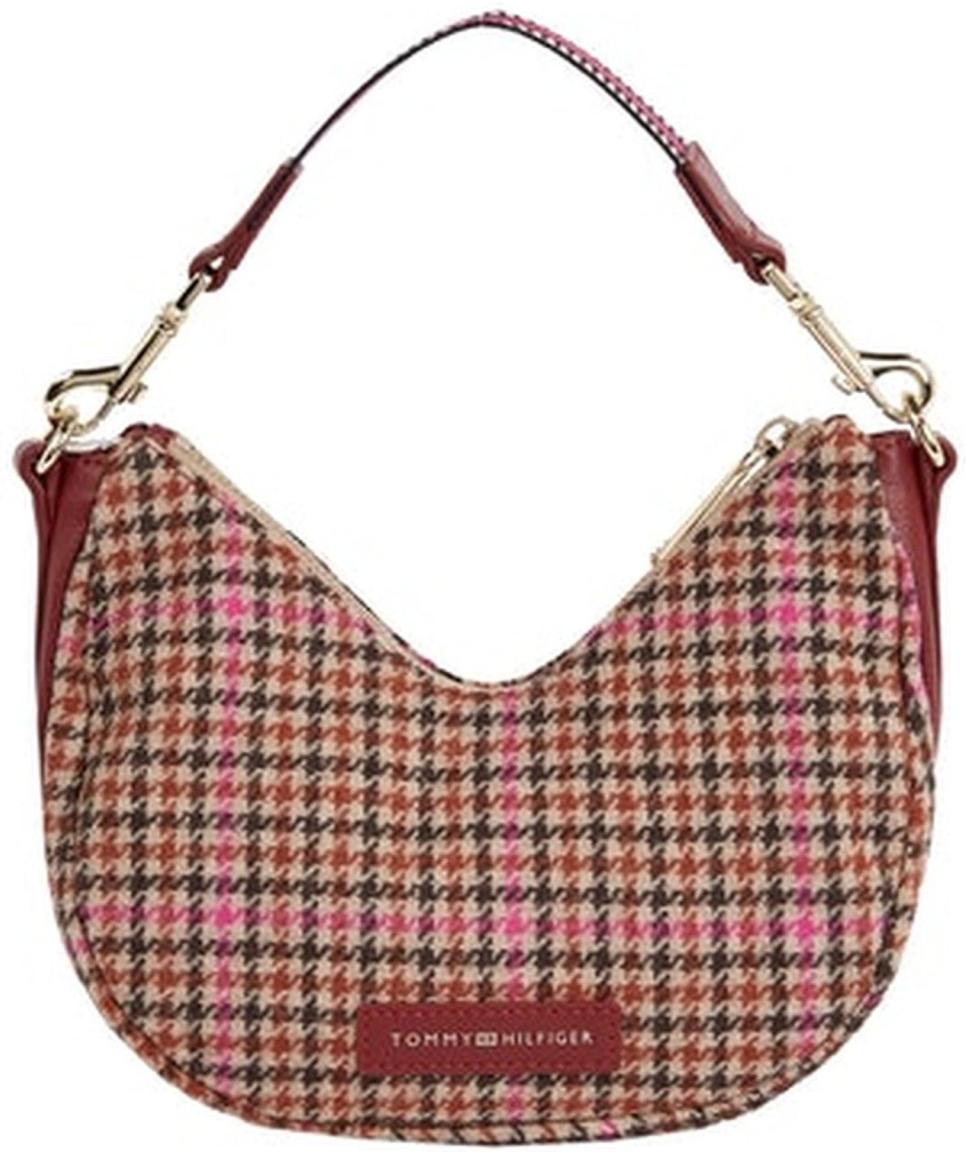 Tommy Hilfiger Partytasche Beige Check Life bunter Hahnentritt Wechselriemen