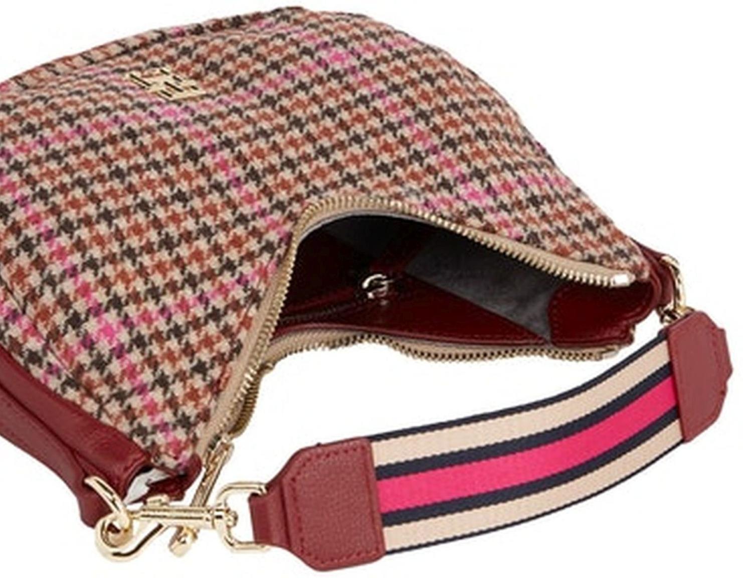 Tommy Hilfiger Partytasche Beige Check Life bunter Hahnentritt Wechselriemen