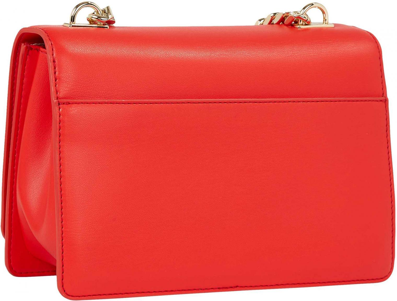 Tommy Hilfiger Überschlagtasche TH Refined Med Crossover feurig rot Kette goldfarben