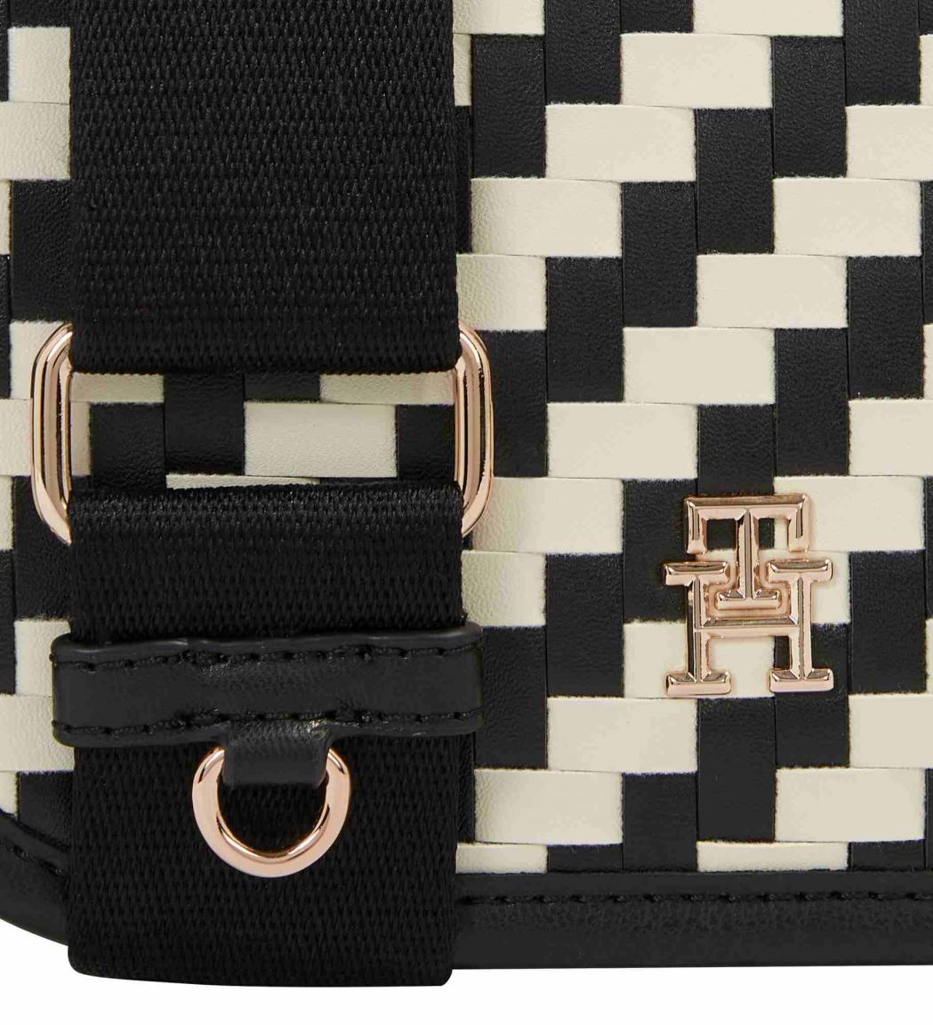 Tommy Hilfiger Überschlagtasche gewebt TH City Crossover Woven schwarz weiß