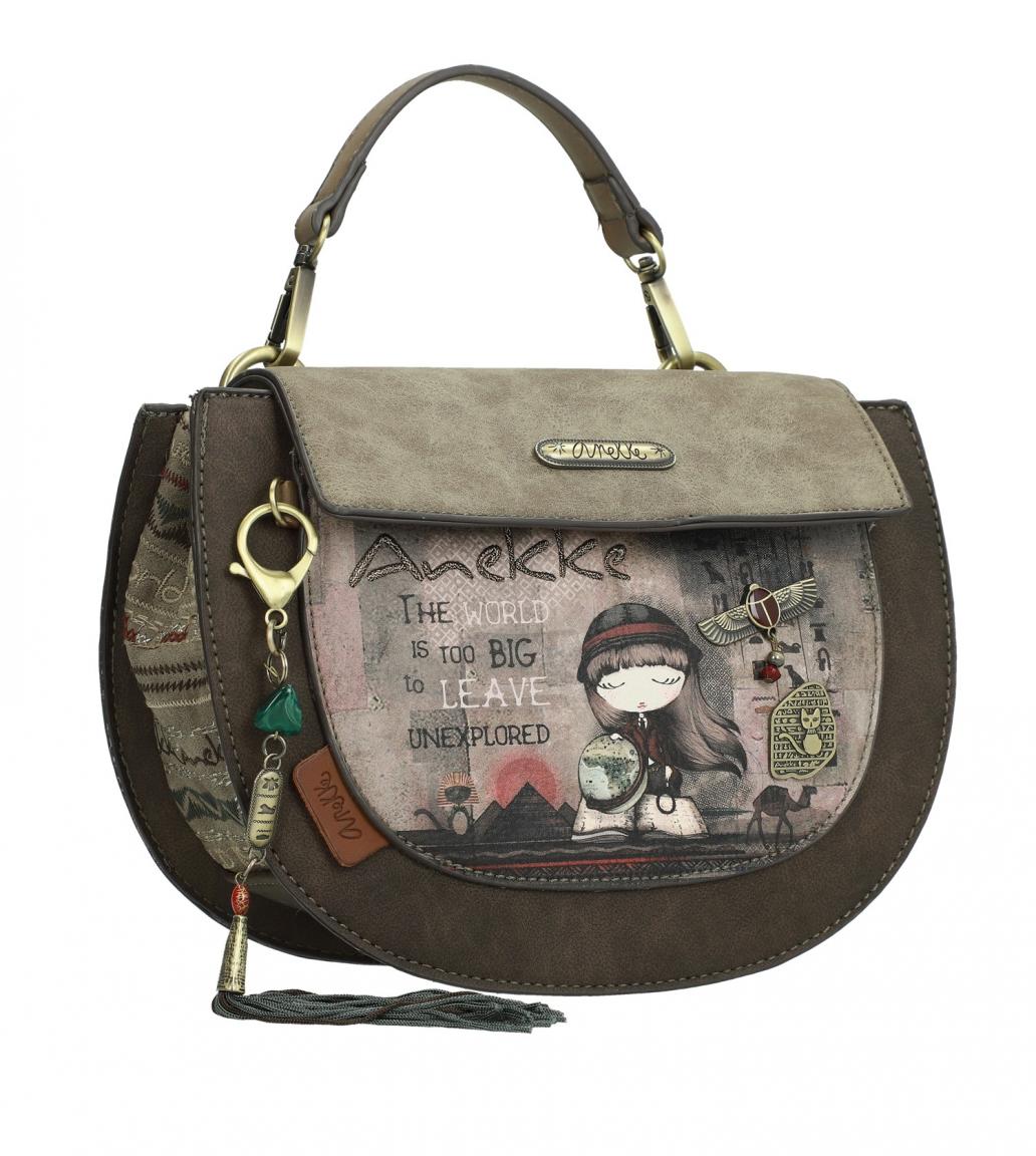 Top Handle Bag Anekke Egypt Anhänger Überschlag Marron braun