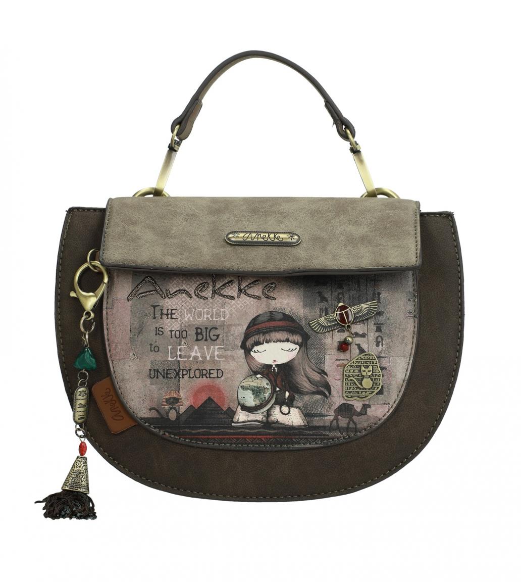 Top Handle Bag Anekke Egypt Anhänger Überschlag Marron braun