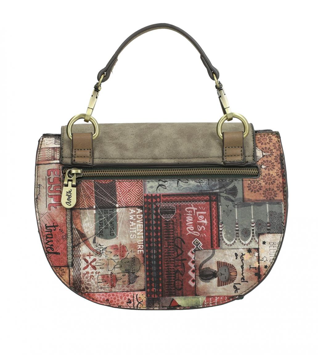Top Handle Bag Anekke Egypt Anhänger Überschlag Marron braun