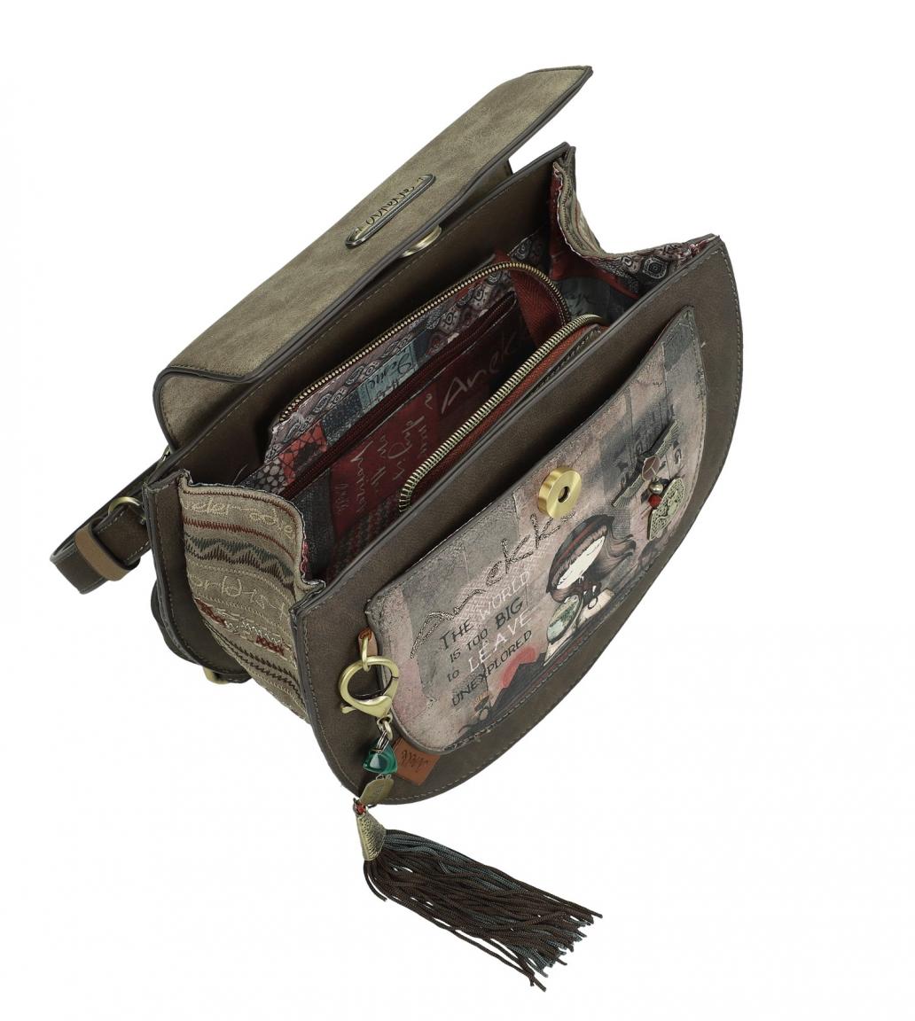 Top Handle Bag Anekke Egypt Anhänger Überschlag Marron braun