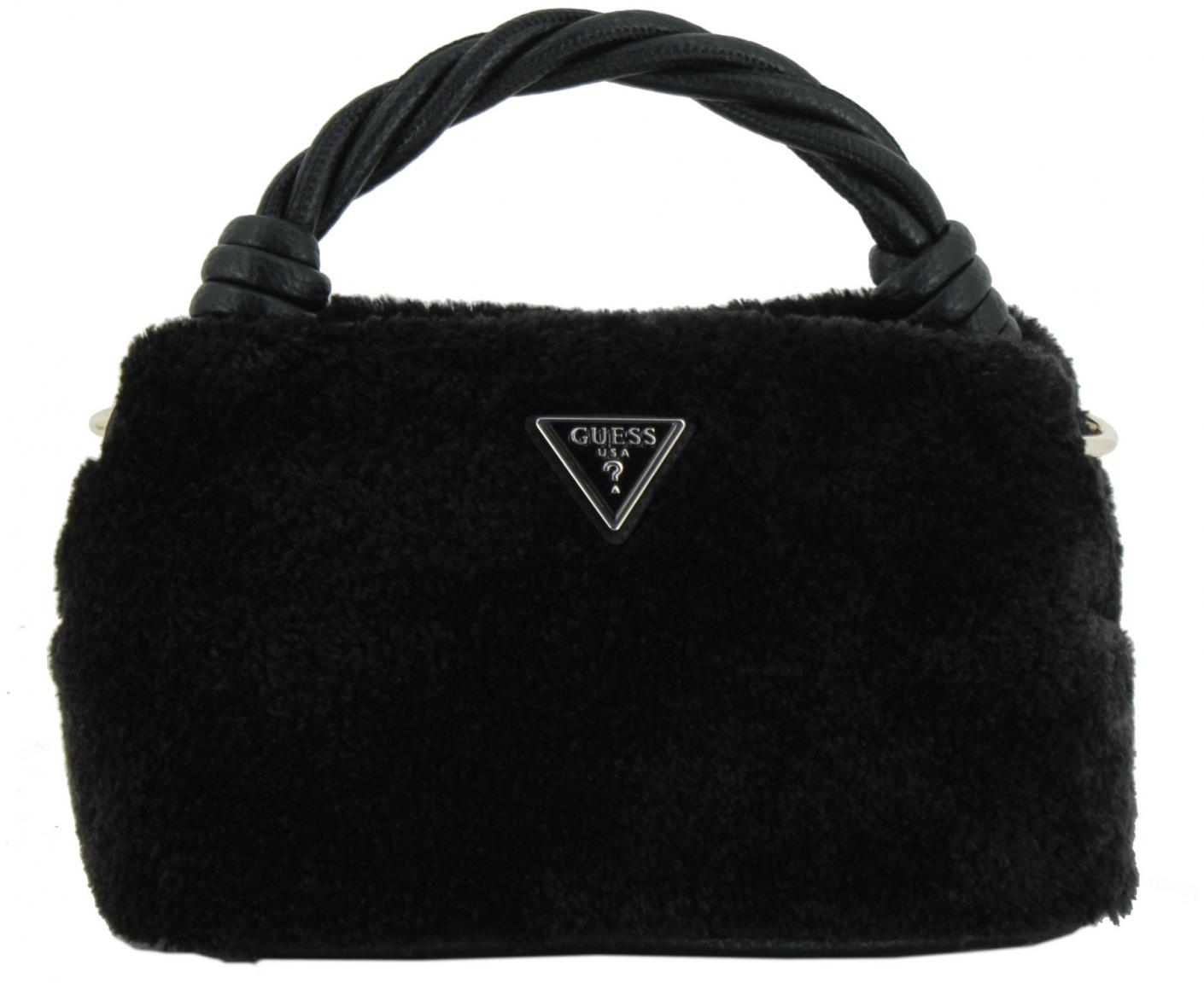 Top Handle Handtasche Kunstfell Guess Shaida schwarz