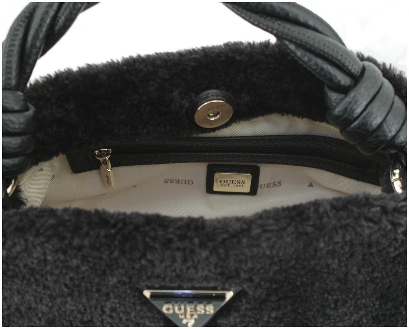 Top Handle Handtasche Kunstfell Guess Shaida schwarz