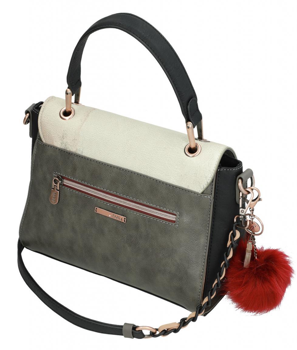 Top Handle Überschlagtasche bestickt Glitzer Anekke Couture Beig