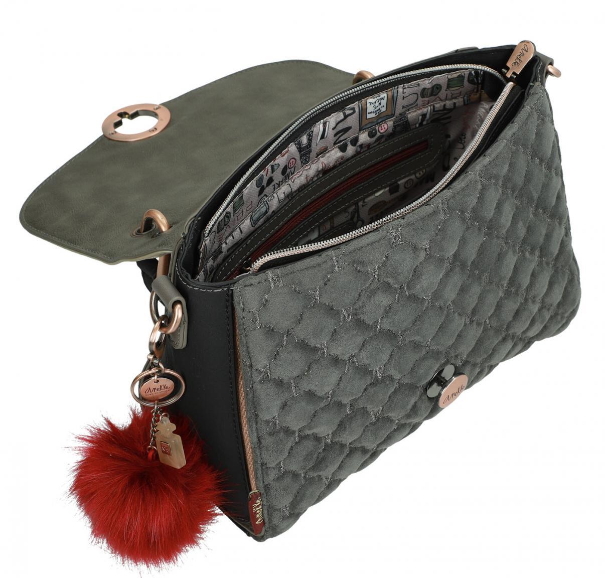 Top Handle Überschlagtasche bestickt Glitzer Anekke Couture Beig