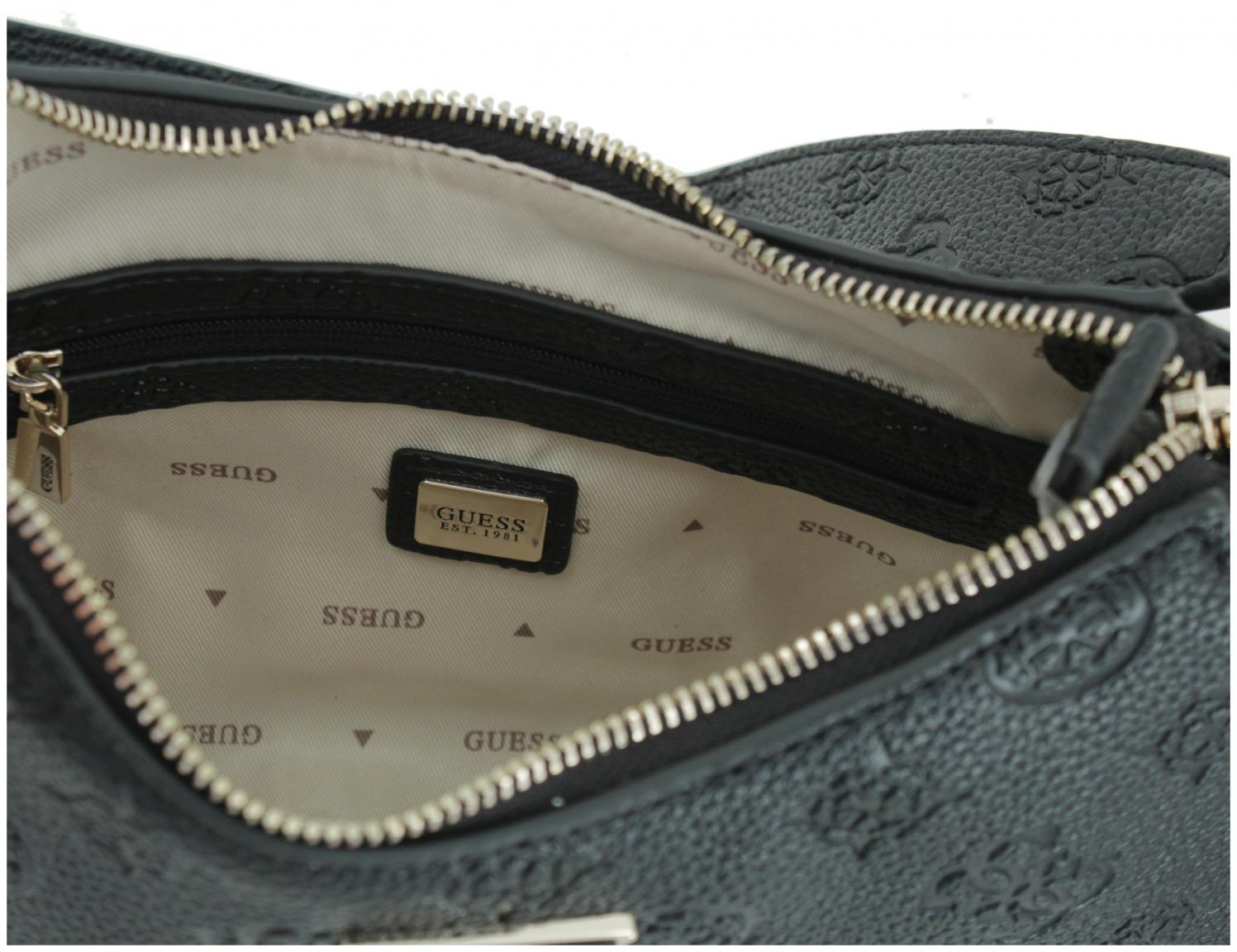 Top Zip Shoulder Bag hellbeige Guess Cresidia II Bone Logoprägung