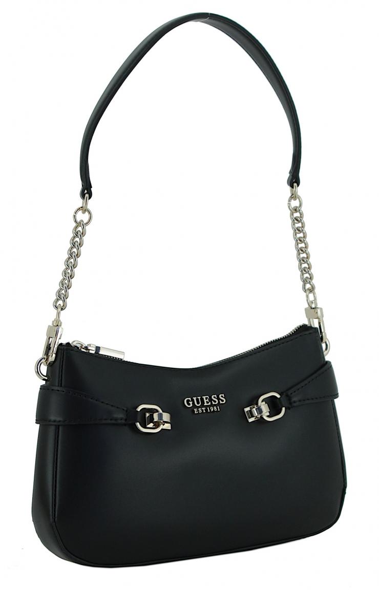 Top Zip Shoulder Bag schwarz Kettenhenkel Guess Lorelei