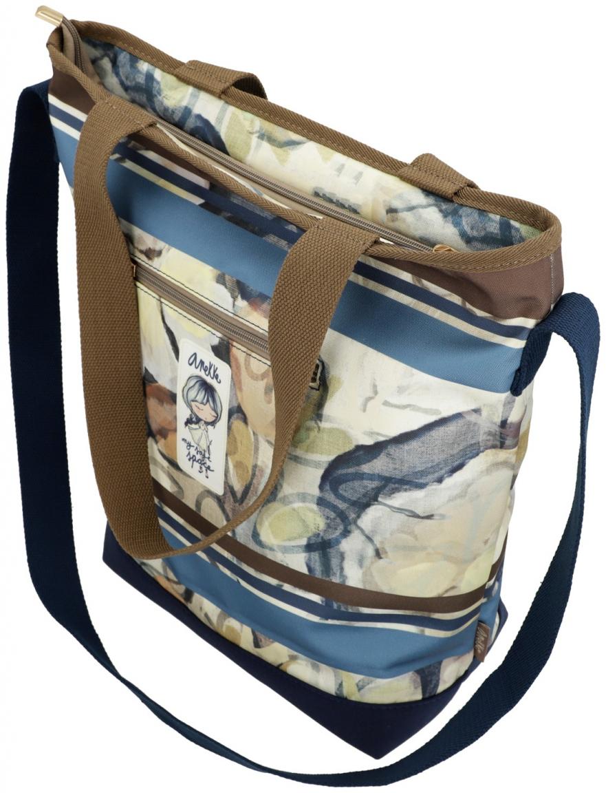 Tragetasche Anekke Memories Stories floraler Print blau braun bunt