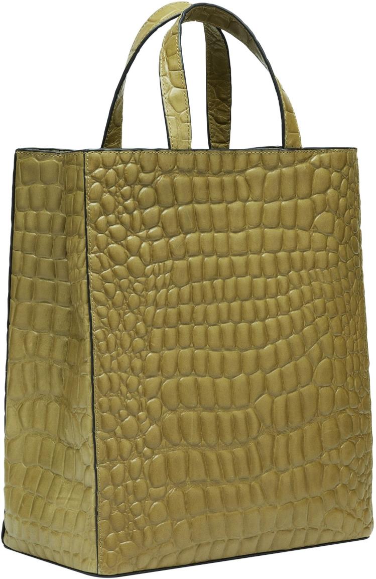 Tragetasche in Crocostyle Matcha grün Liebeskind Paper Bag M Anhänger