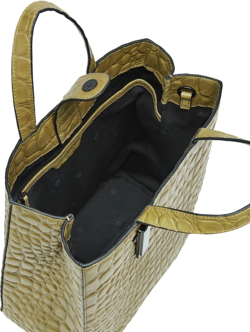 Tragetasche in Crocostyle Matcha grün Liebeskind Paper Bag M Anhänger