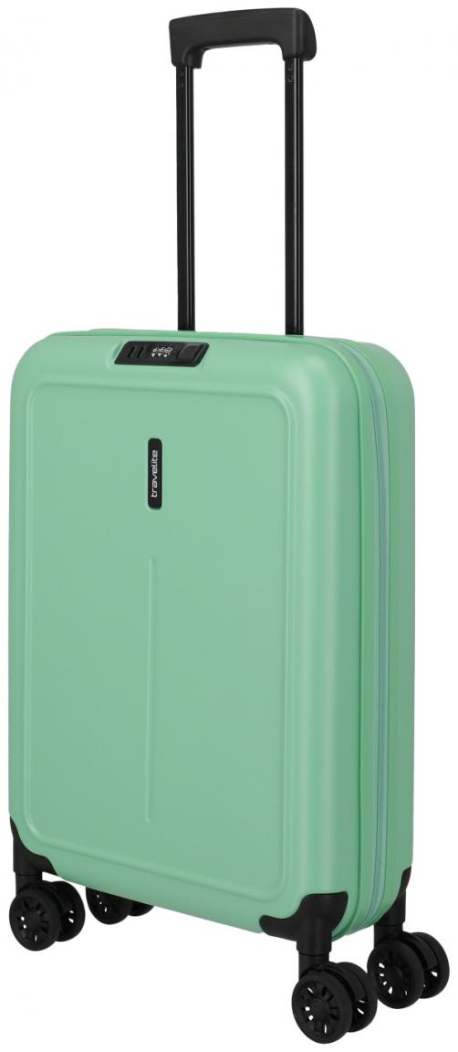 Travelite Basics 4-Rad Trolley 55cm faltbarer Kabinenkoffer hellgrün 