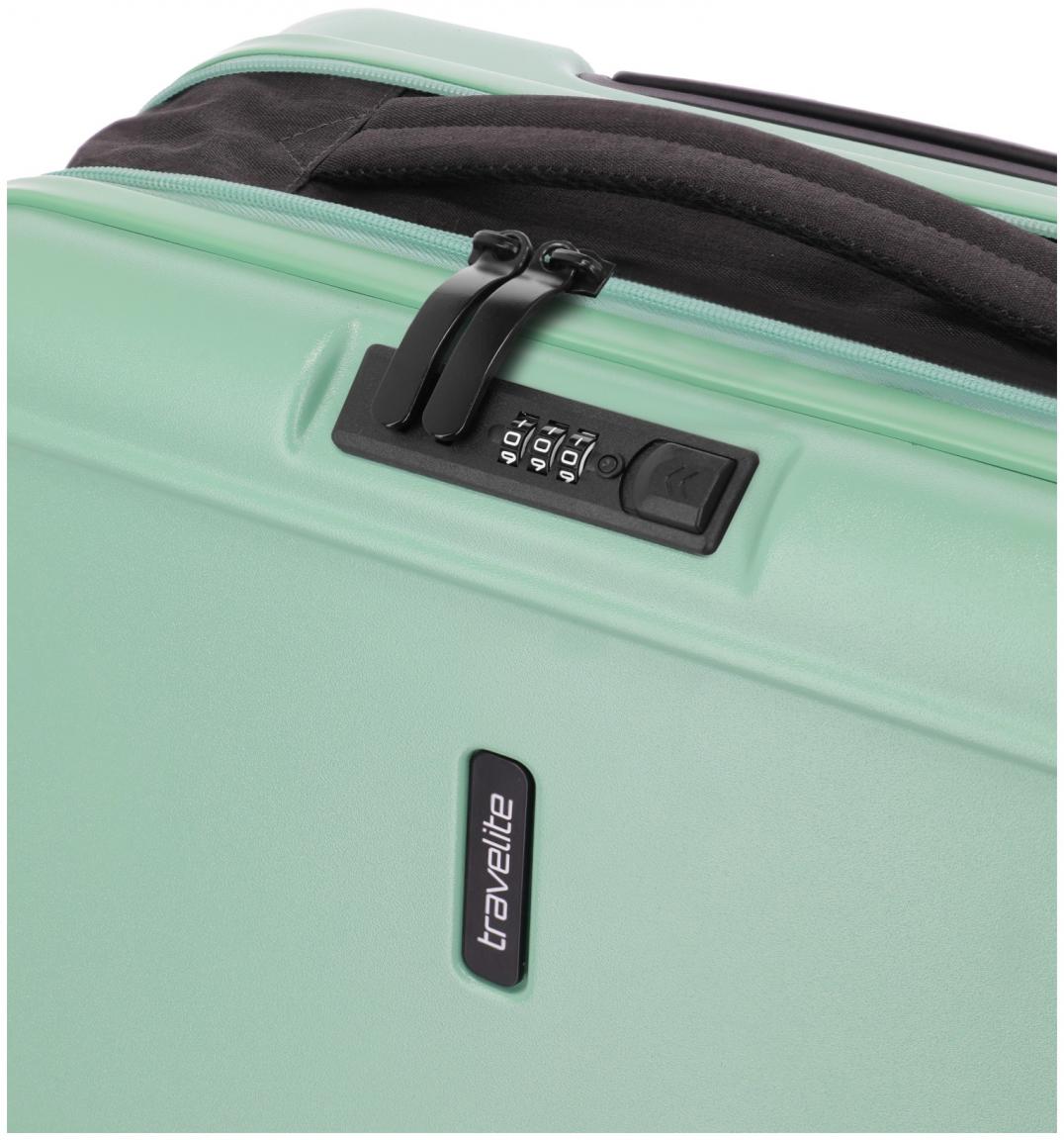 Travelite Basics 4-Rad Trolley 55cm faltbarer Kabinenkoffer hellgrün 