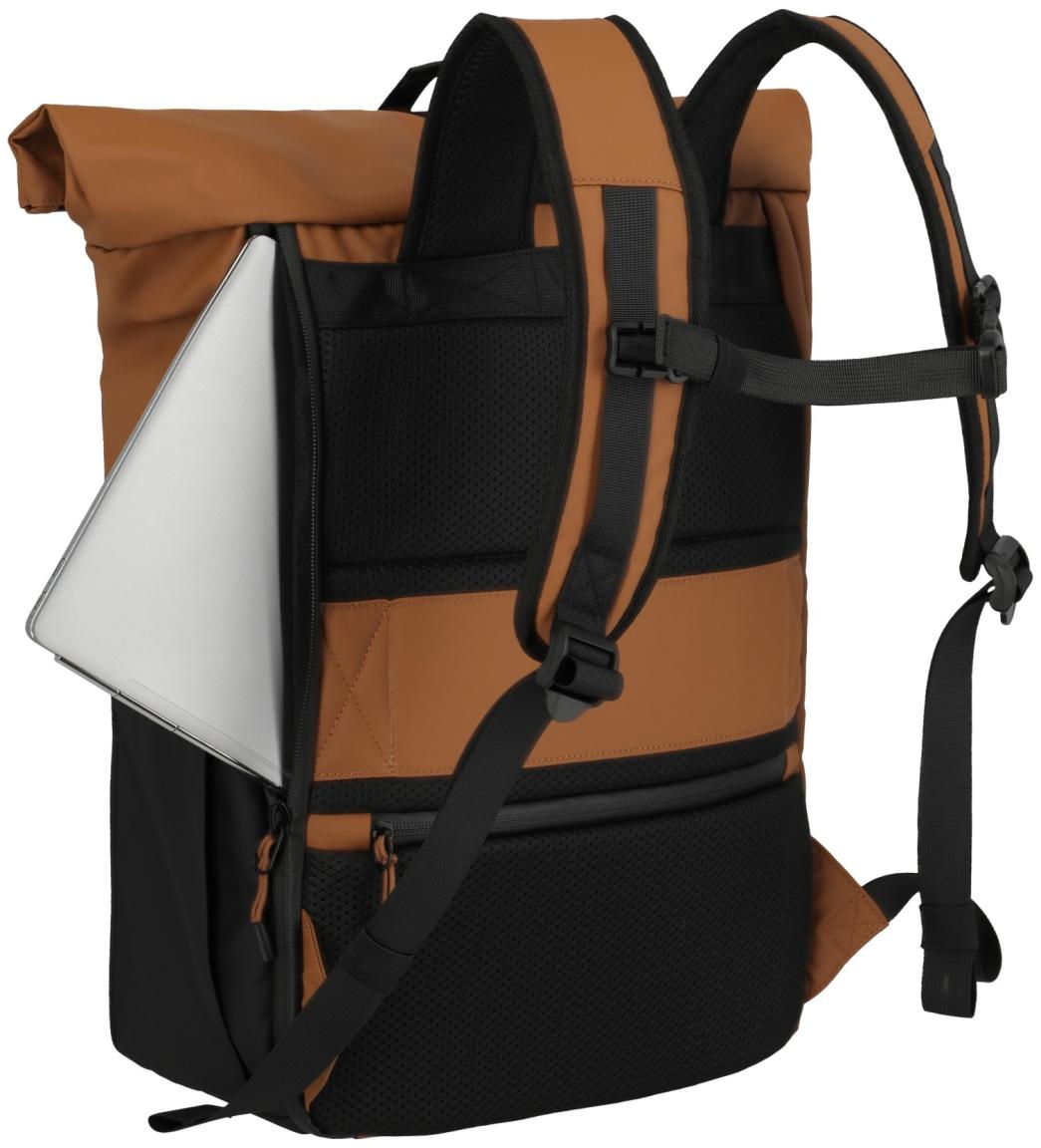 Travelite Briize Backpack M Roll-up Laptoprucksack Curry orangebraun