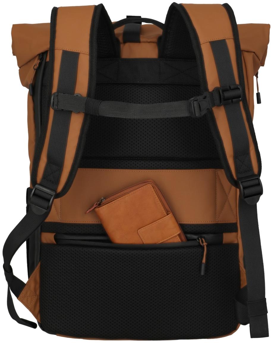 Travelite Briize Backpack M Roll-up Laptoprucksack Curry orangebraun