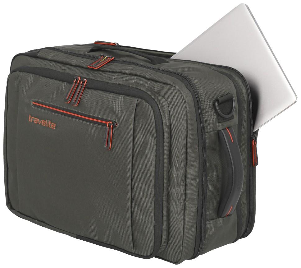 Travelite Crosslite Bordtasche Rucksack olivgrün Laptopfach