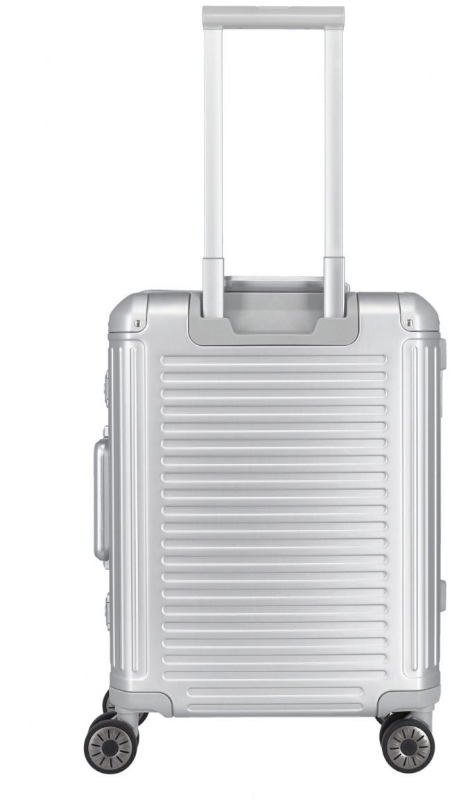 Travelite Next Handgepäckkoffer Aluminium silber Vortasche Laptopfach