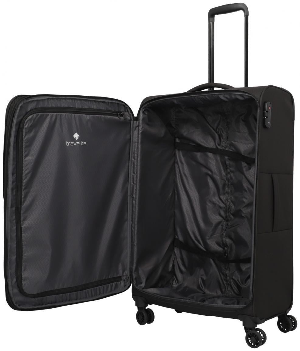 Travelite Rügen 4w Trolley L 78cm schwarz Flugkoffer mit Dehnfalte