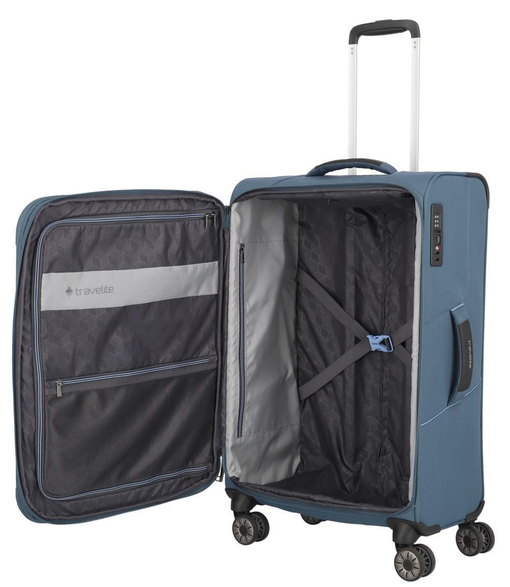 Travelite Skaii M 67cm erweiterbar Panoramablau Reisetrolley